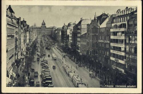 um 1920/30 - Tschechien, Prag, Wenzelsplatz, Straßenbahn, Schloss AKU2