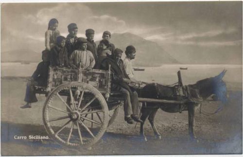 Sizilianischer Karren, Esel, sicilian barrow, donkey AKU2 Rund um die AK um 1920/30