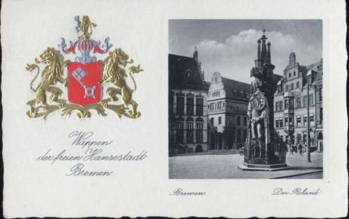 28195 W2800 Bremen 1939 - Wappen, Roland, Denkmal