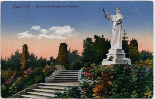 20095 W2000 Hamburg um 1910/20 - Hamburg - Ohlsdorf: Partie vom Ohldorfer Friedhof, Statue, Ak Nr. 47,HHH