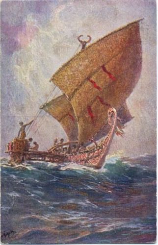 Segelboot.,F.A. Brockhaus,sign. Prof. Hans Bohrdt AKU2 Bohrdt, H. um 1914/18
