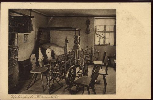 Vogtländische Hutzenstube. Sachsen.,Landesmusüm für Sächs. Volkskunst. Rund um die AK um 1920/30
