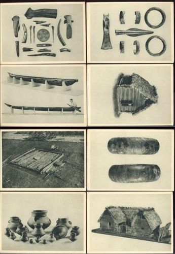 W7952 Bad Buchau Wasserburg 8 Ak aus einer Serie, div. Ausgrabungen (excavations), Ak Nr. 62352, 623353, 652355-60,A. Weber & Co Stuttgart Archäologie um 1920/30