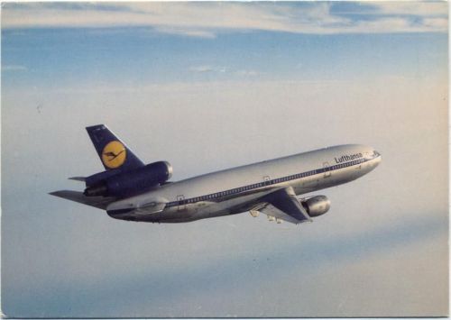Flugzeug -Lufthansa- DC 10 (plane), fliegend AKU1 Lufthansa um 1970/80