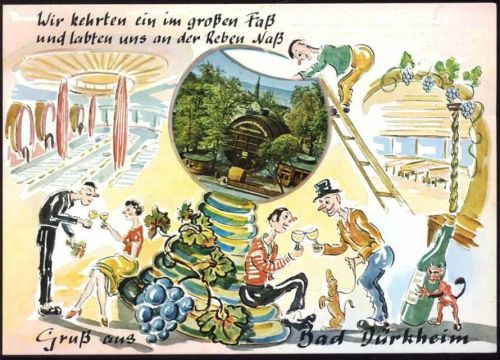 um 1970/80 Bad Dürkheim: Großes Fass, Scherz-AK,Gebr. Metz Tübingen AKU2