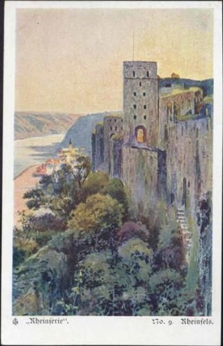 um 1900 Koblenz, Burgruine Rheinfels, Künstler-AK