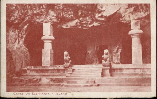 um 1910/20 Caves on Elephanta (Höhle) Mumbay Hafen E. Stockmann & Co.