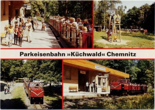 09010 O9000 Chemnitz 1990 - Chemnitz, Freizeitpark -Küchwald-, Mini-Eisenbahn,Bild und Heimat Reichenbach