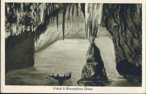 um 1930/40 Tschechien, Höhle, Grotte, Vchod k Msarykova Domu,Nakl. Klubu AKU2