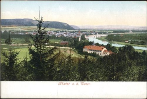 37671 W3470 Höxter 1904 - Höxter, Ansicht mit Weser,Ernst Ummen