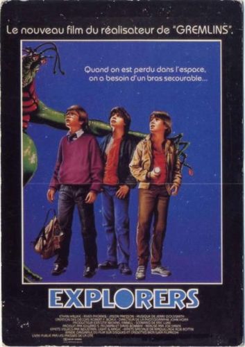 3 Jungen, Riesenspinne im Film -Explorers-, Druck nach einem Filmplakat, Schauspieler, performer Filmverlag um 1980/90