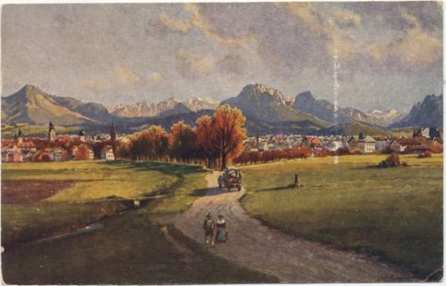 um 1920 Rosenheim, Ansicht (view), Landschaft (landscape), Künstler AK (artist card),Gebr. Metz Tübingen