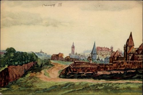 um 1930/40 Nürnberg von Westen, Künstler AK,Woldemar Klein,sign. A. Dürer