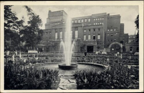 1937 Bad Teplitz, Schönau, Sudeten, Stadttheater mit Leuchtbrunnen