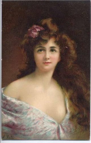 Porträt einer jungen Frau, signierte Künstler-AK, Serie 505 Nr.2,T. S. N.,sign. A. Asti Rund um die AK 1906
