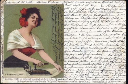 Werbung, AK sehr selten!,sign. Zickendraht Bügeleisen 1902