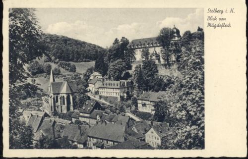06547 O4713 Stolberg um 1930-40 - Stolberg, Teil der Stadt, vom Mägdefleck aus gesehen, Kirche,Georg Reiber AKU2