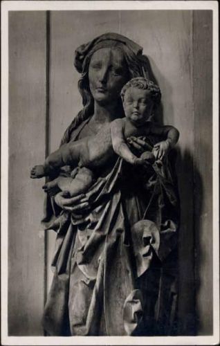 1936 Würzburg, Madonna mit Kind von Riemenschneider im Dom, Religion,Emil Hartmann AKU1
