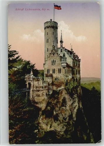 72805 W7414 Lichtenstein , Württ 1918 - Schloß u. Stempel
