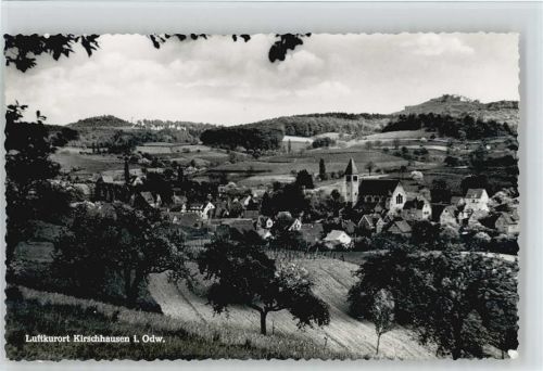 64646 W6148 Kirschhausen , Odenw 1956 Foto AK Gesamtansicht mit Kirche
