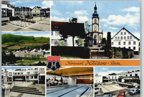 36115 W6414 Hilders - Schulzentrum Hallenbad Gemeindezentrum Kirche