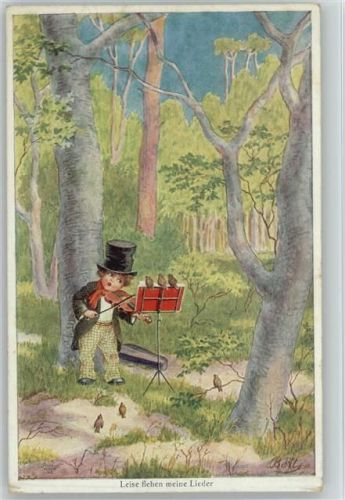 sign Bert Musik im Walde Geige Wolhgemuth Verlag Nr. 1271 Streichinstrument 1920 Künstlerkarte