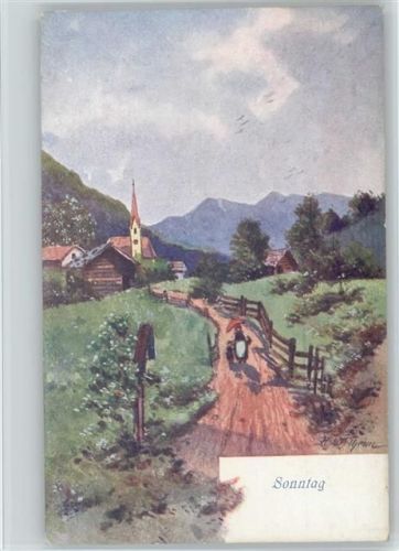 Sonntag BKW 738-7 sign Tag 1900 Künstlerkarte