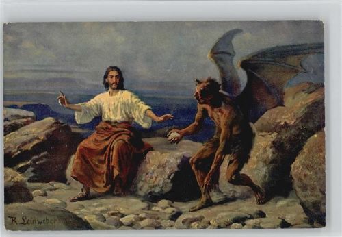 sign Leinweber Bilder aus dem neuen Testament Jesu Versuchung Christliches Serie VI Nr. 12