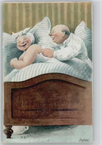 1905 sign Huber Unter dem Bett steht der Nachttopf AK