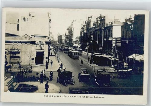 Buenos Aires - Calle Callao Esquina Cordoba - Straßenbahn 1935 Foto AK
