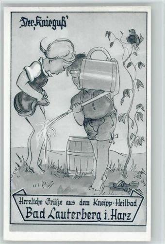 W3422 Bad Lauterberg im Harz Kneippkur Kinder mit Gießkanne - 1954 AK Kur