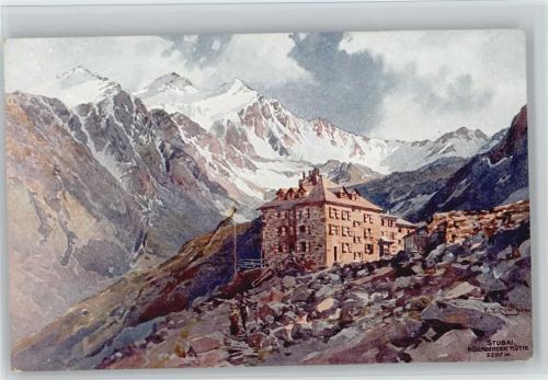 Nürnberger Hütte Hüttenstempel Stubaital Künstlerkarte