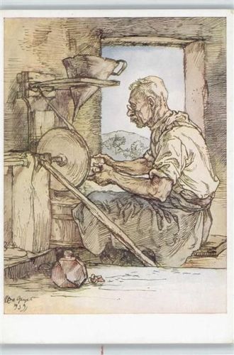 Glasschleifer aus dem Böhmerwald - Künstler sign Max Geyer Spenden AK Sudetendeutsches Hilfswerk