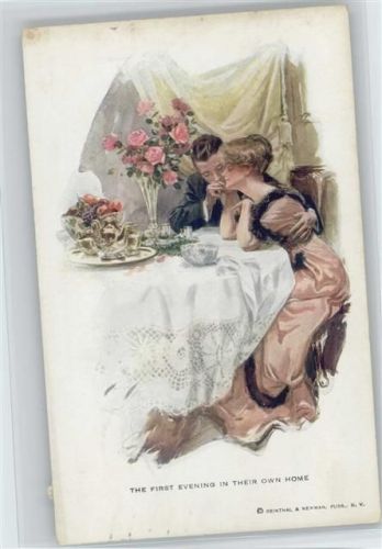 Liebe Poesie - Kaffee trinken - Fisher, H. Künstlerkarte