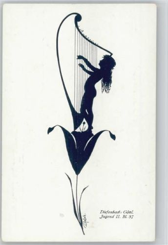 Scherenschnitt - Jugend II. Blatt 37 - Harfe spielen -