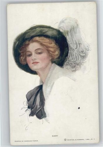 Glamour Frau - Hutmode - Fisher, H. Künstlerkarte