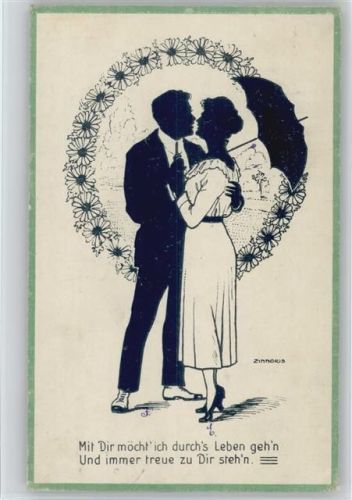 sign Zinnoris - Liebe Poesie - Sonnenschirm - Verlag Kohler Serie 599 - Künstler Künstlerkarte