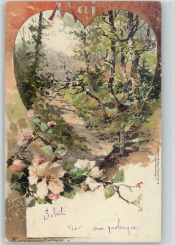 Serie Monatsgrüsse "Mai" Litho 1900 AK Guggenberger, T. Künstlerkarte