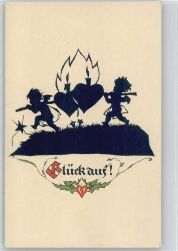 Glück auf - Amor - Herzen - Nr. 6 AK Plischke, G.