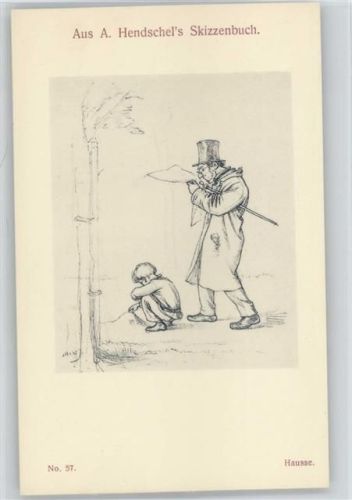 Skizzenbuch Nr. 57 Hausse - Zeitung lesen - Kinder Hendschel, A. Künstlerkarte