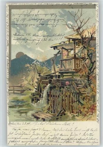 1900 Litho AK Wassermühle Guggenberger, T. Künstlerkarte