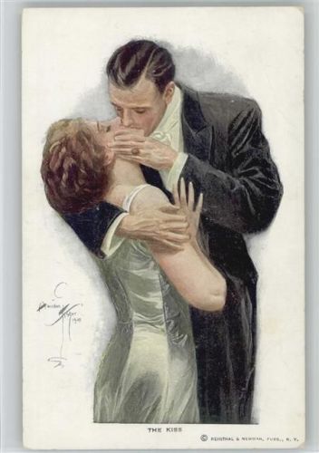 Kuss - Liebe Poesie - Glamour - Fisher, H. Künstlerkarte