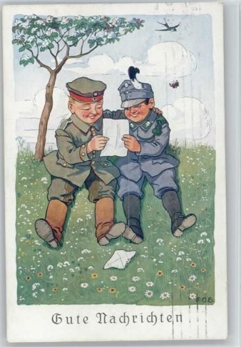 WK I - Kinder in Uniform - Brief lesen - 1915 AK Engelhard, P.O. / POE Künstlerkarte