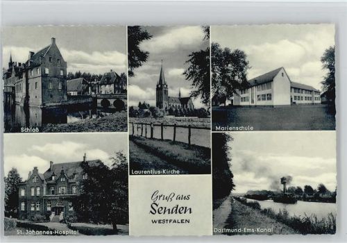48308 W4403 Senden , Westf - Schloß St. Johannes-Hospital Laurentius-Kirche Marienkirche Dortmund-Ems-Kanal