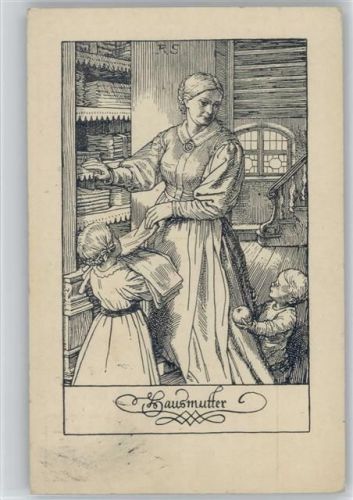 Mutter und Kind - Hausmutter - Wäscheschrank - 1921 AK Haushalt