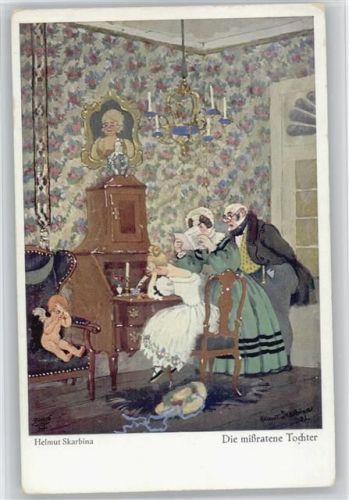 Die mißratene Tochter - Amor - Biedermeier Interieur - Brief lesen Skarbina, H.