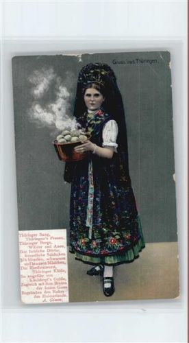 Schüssel mit Klösse - Verlag Gimm Nr. 14 AK Trachten Thüringen 1912