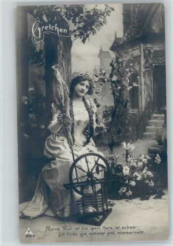 Serie 4034-5 - Foto 1906 AK Spinnrad Gretchen