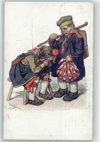 Kinder in Uniform, WKI Hessische Trachten Schwälmer - Künstlerkarte Nr. 7 AK Beithan, E. 1915