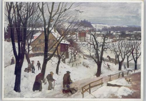 Bild 7/II - Künstler Hilfswerk 1937 Gemälde von R. Huber - Winterlandschaft